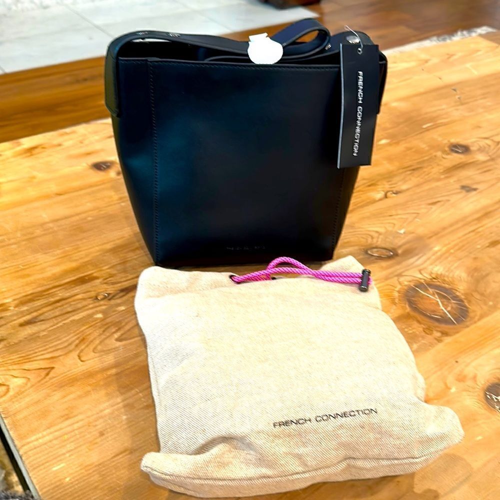 FRENCH CONNECTION PALOMA Bucket Wristlet Black + Dust Bag NEW with tags
